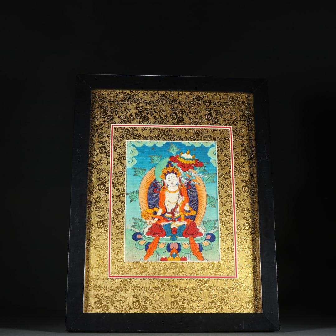 A beautiful thangka Guanyin hanging screen: Exquisite thangka Guanyin hanging screen Size:W:31cmx24cm (The Dimensions Of All Batches Are Manually Measured.If You Need More Detailed Information, Please Contact Our Customer