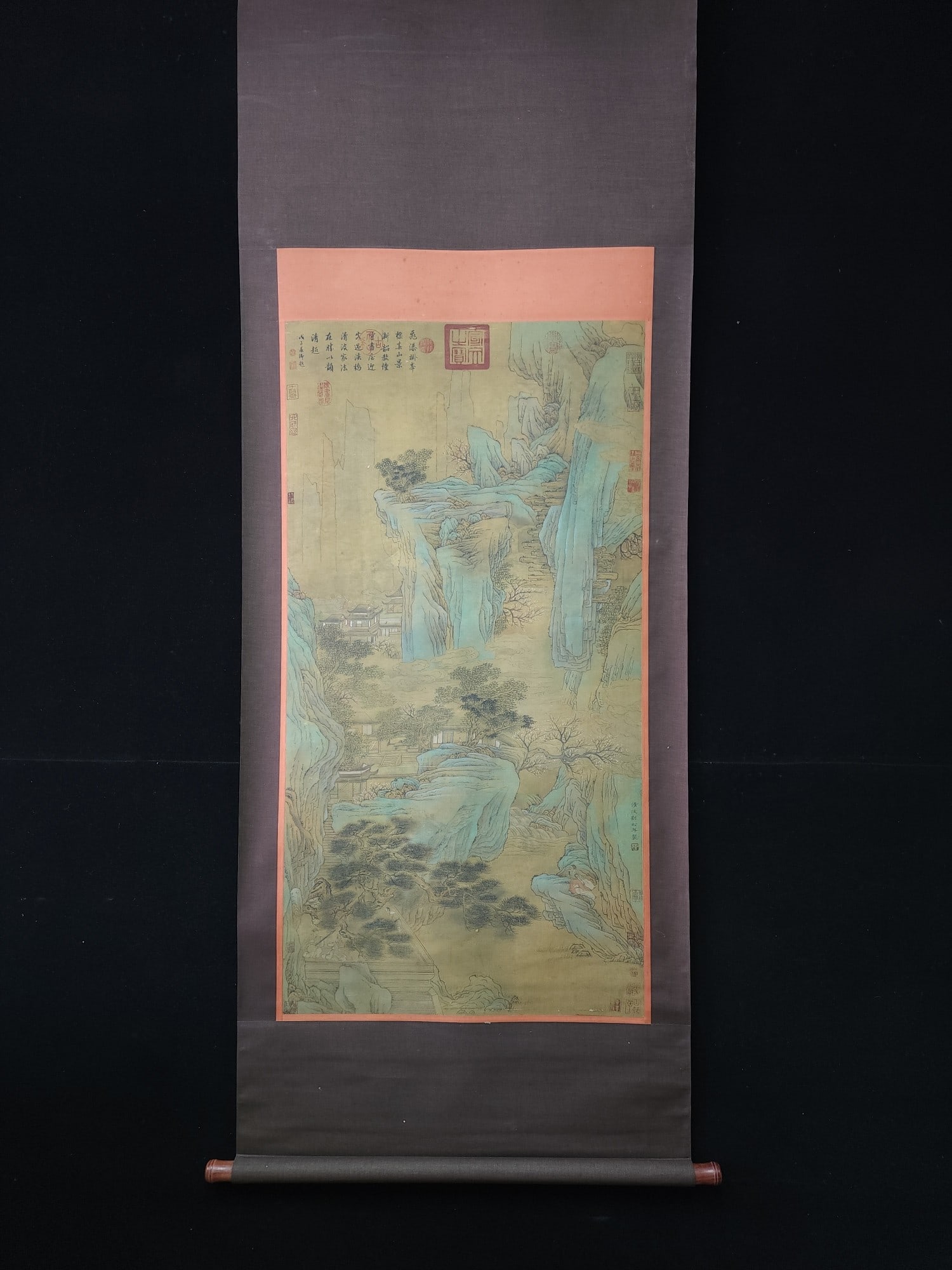 1. Liu Songnian's silk green landscape in the Song Dynasty: 1. Liu Songnian's silk green landscape in the Song Dynasty Size:Painting core123×64cm (The Dimensions Of All Batches Are Manually Measured.If You Need More Detailed Information, Please Contact Our Cu