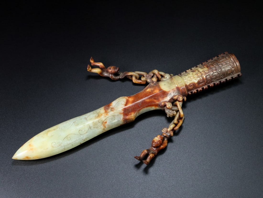 A fine Hetian jade sword - 5