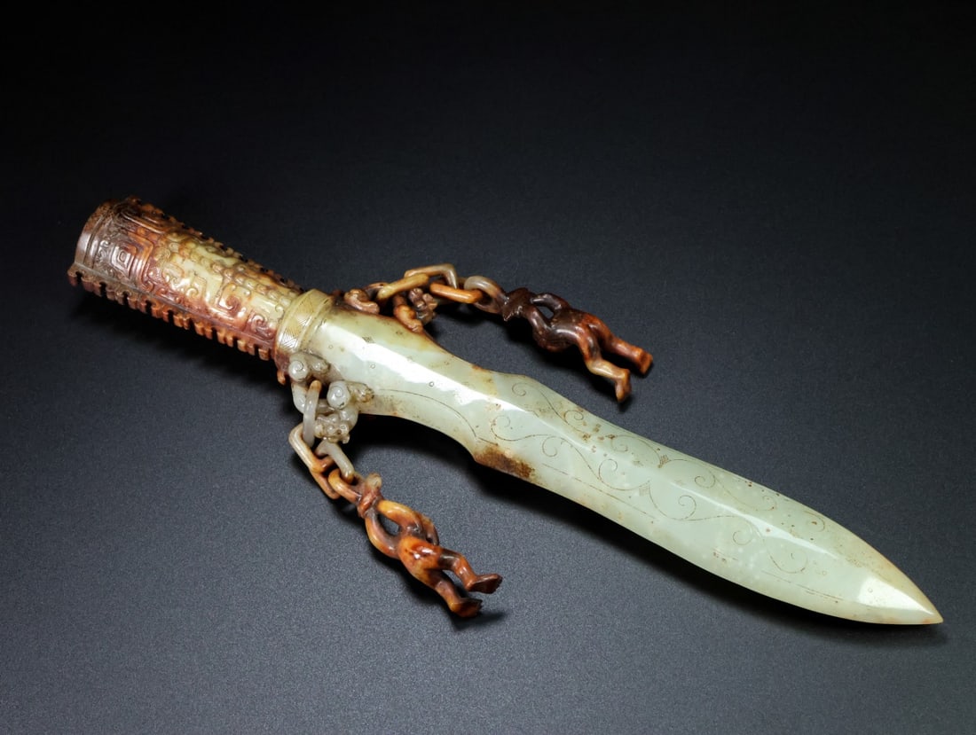 A fine Hetian jade sword - 6