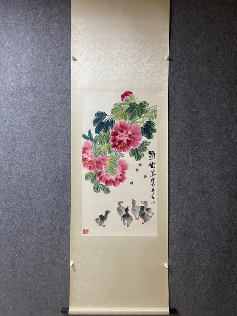 A picture of Lou Shibai's flowers and birds: Lou Shibai's flower and bird picture Size:Painting core97×50cm (The Dimensions Of All Batches Are Manually Measured.If You Need More Detailed Information, Please Contact Our Customer Service Before B