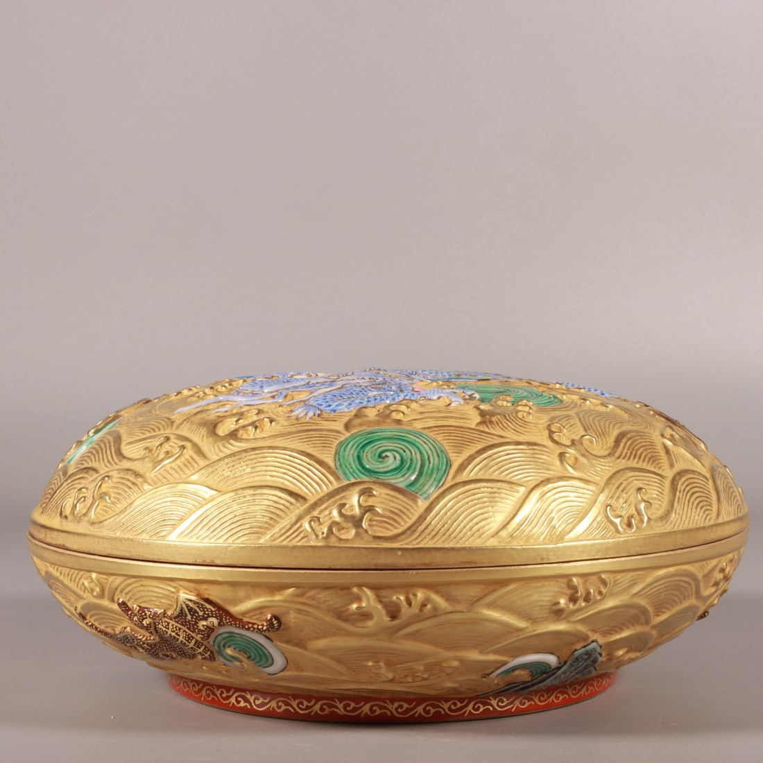 An Exquisite Enamel Seawater Pattern Dragon Pattern Box - 4