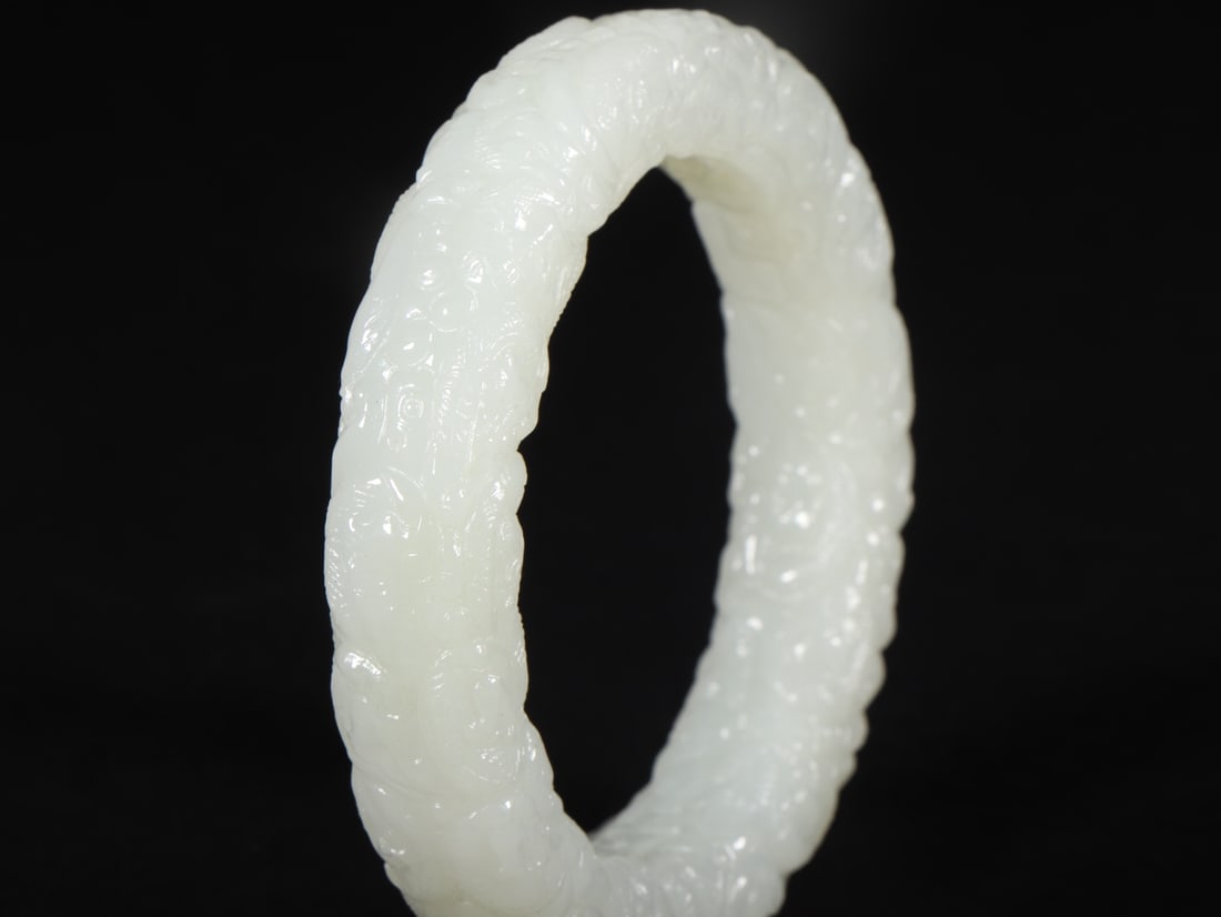 An Exquisite White Jade Dragon Pattern Bracelets - 5
