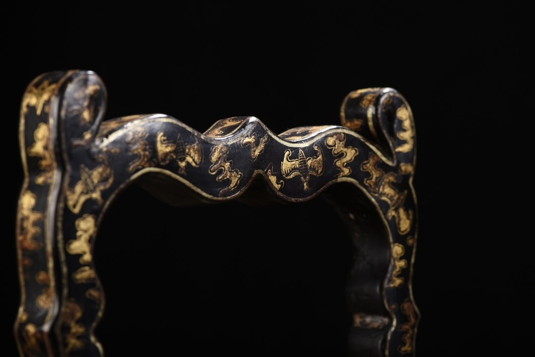 An Exquisite Black Lacquer Painted Gold Flower Pattern Box - 3