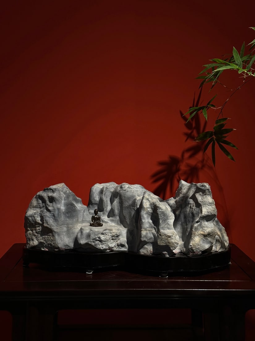 An Exquisite Lingbi Stone Ornament: An Exquisite Lingbi Stone Ornament Qing Dynasty, China Size:55cmx22cmx24cm (The Dimensions Of All Batches Are Manually Measured.If You Need More Detailed Information, Please Contact Our Customer