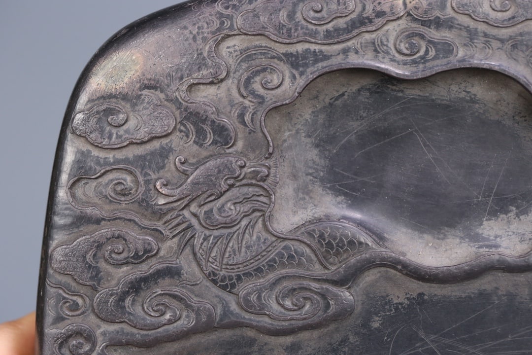 An Exquisite Dragon Pattern with poem Inkstone - 9