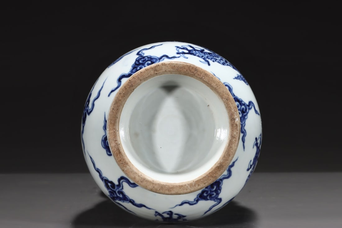 An Exquisite Blue and White Lotus Pattern Dragon Pattern Double-EarsVase - 4