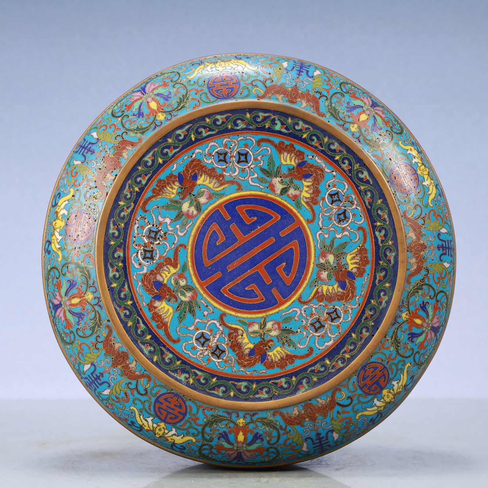 A Exquisite Cloisonne Lotus Pattern Bats and Peach Pattern Box - 6