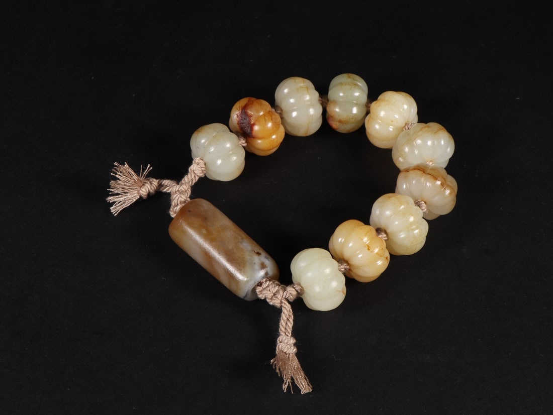 An Exquisite White Jade Pumpkin-Shaped Bracelets - 8