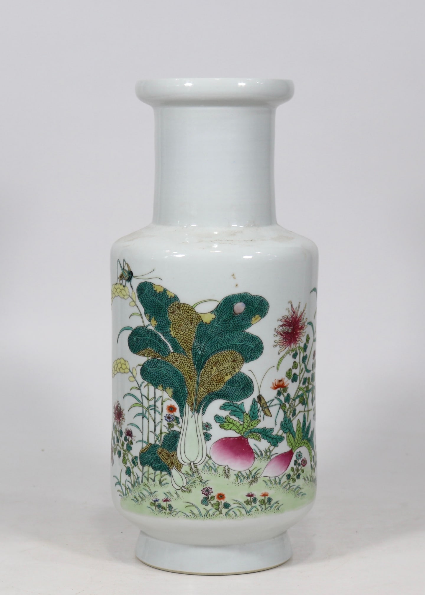 An Exquisite Famille-Rose Flower and Fruit Pattern with poem Vase: An Exquisite Famille-Rose Flower and Fruit Pattern with poem Vase the Republic of China Size:37.5cmx15.5cm (The Dimensions Of All Batches Are Manually Measured.If You Need More Detailed