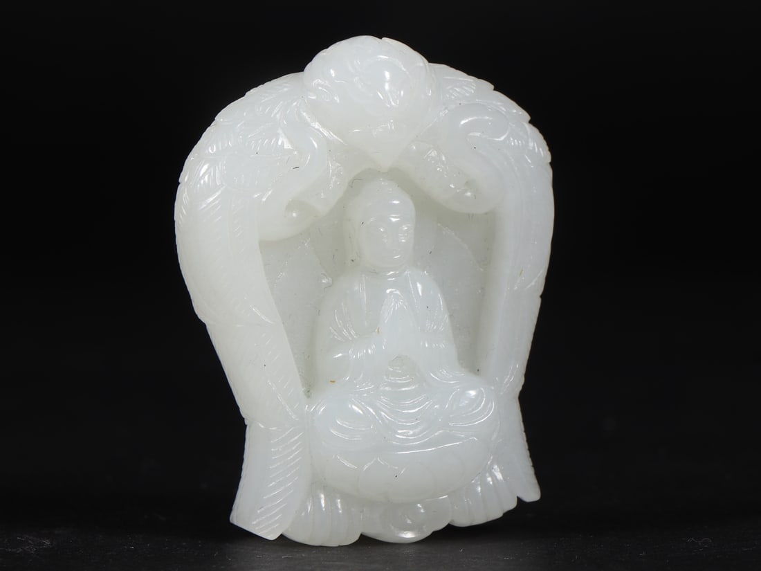An Exquisite White Jade Buddha Statue Ornament - 3