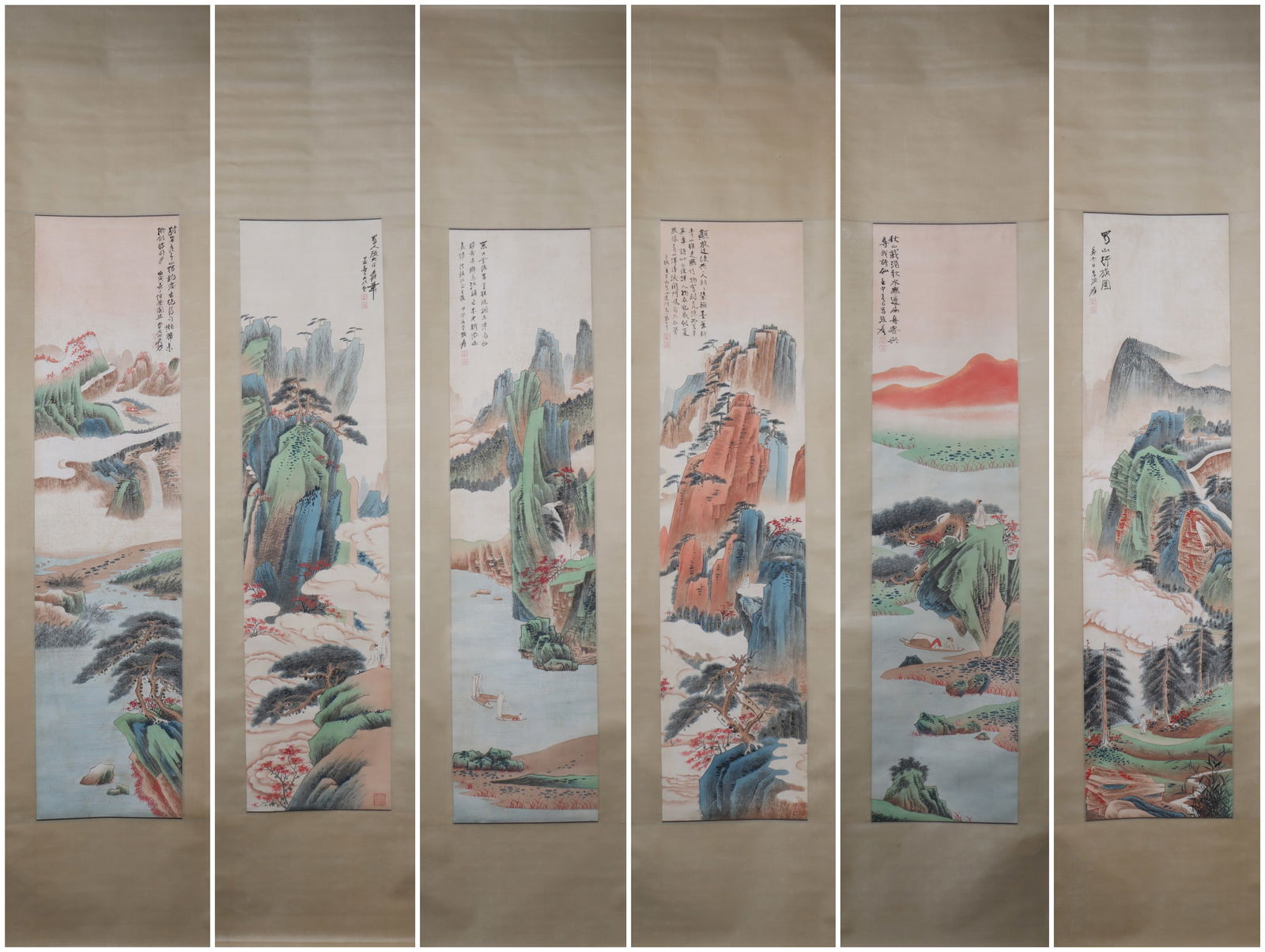A Chinese Vertical Scroll Ink Painting of Landscape on Paper: A Chinese Vertical Scroll Ink Painting of Landscape on Paper Zhang daqian Size:130cmx32cm (The Dimensions Of All Batches Are Manually Measured.If You Need More Detailed Information, Please Contact