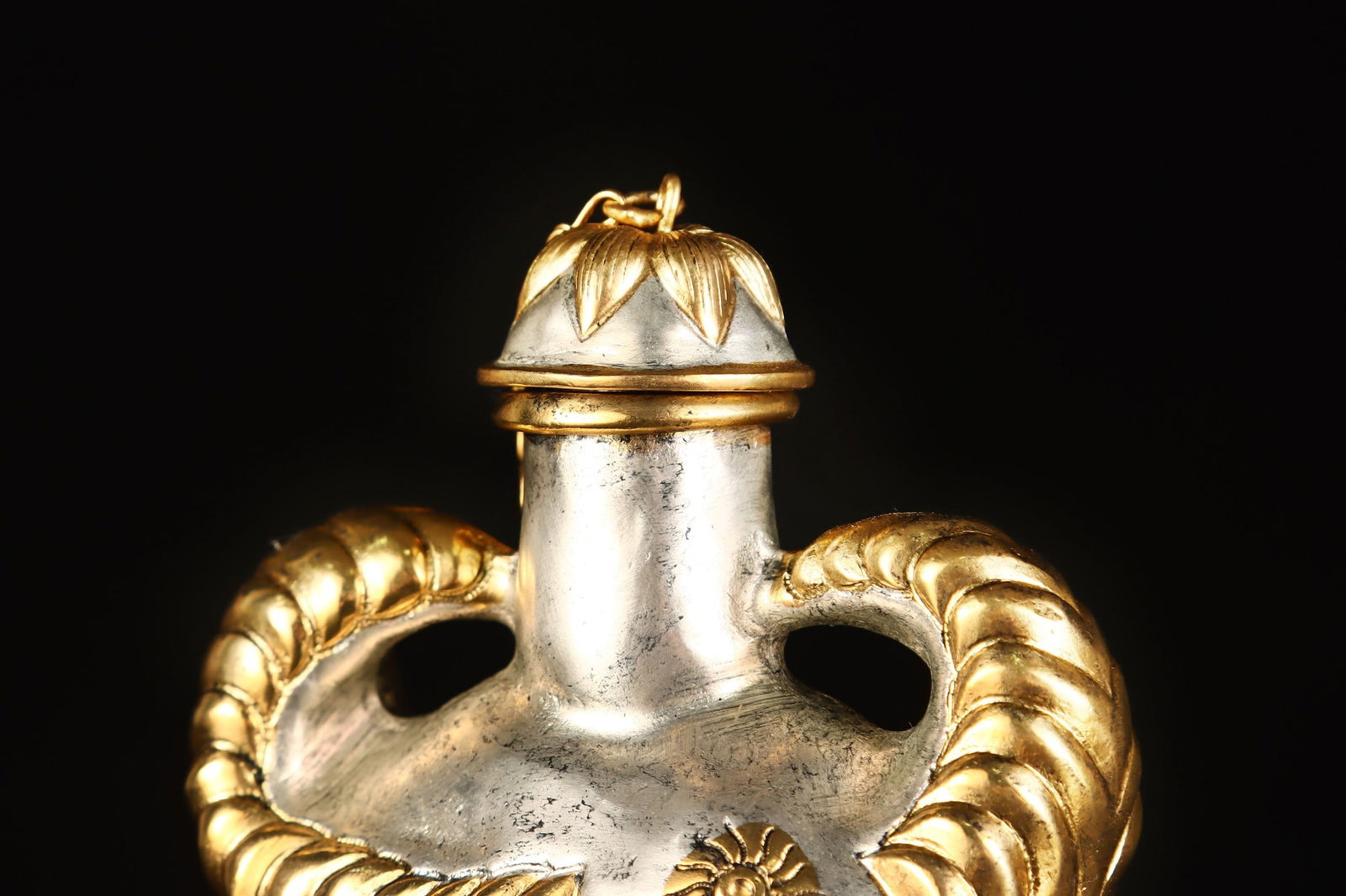 An Exquisite Gilt Silver Dragon Pattern Double-Ears Vase - 4