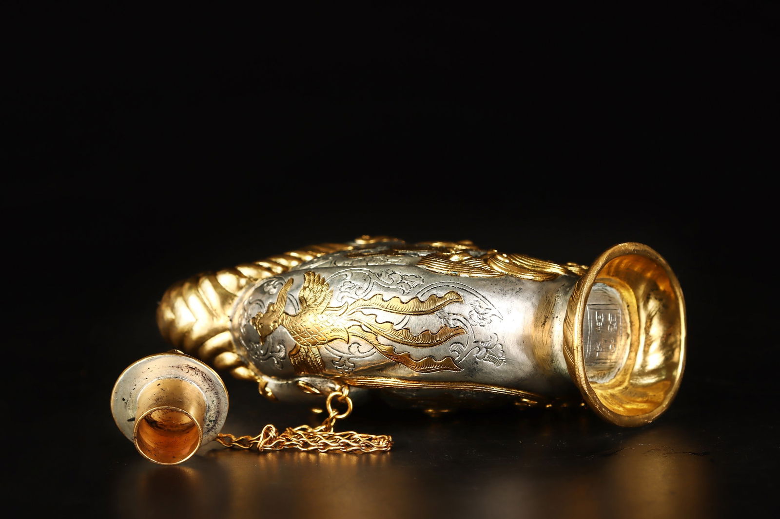 An Exquisite Gilt Silver Dragon Pattern Double-Ears Vase - 8