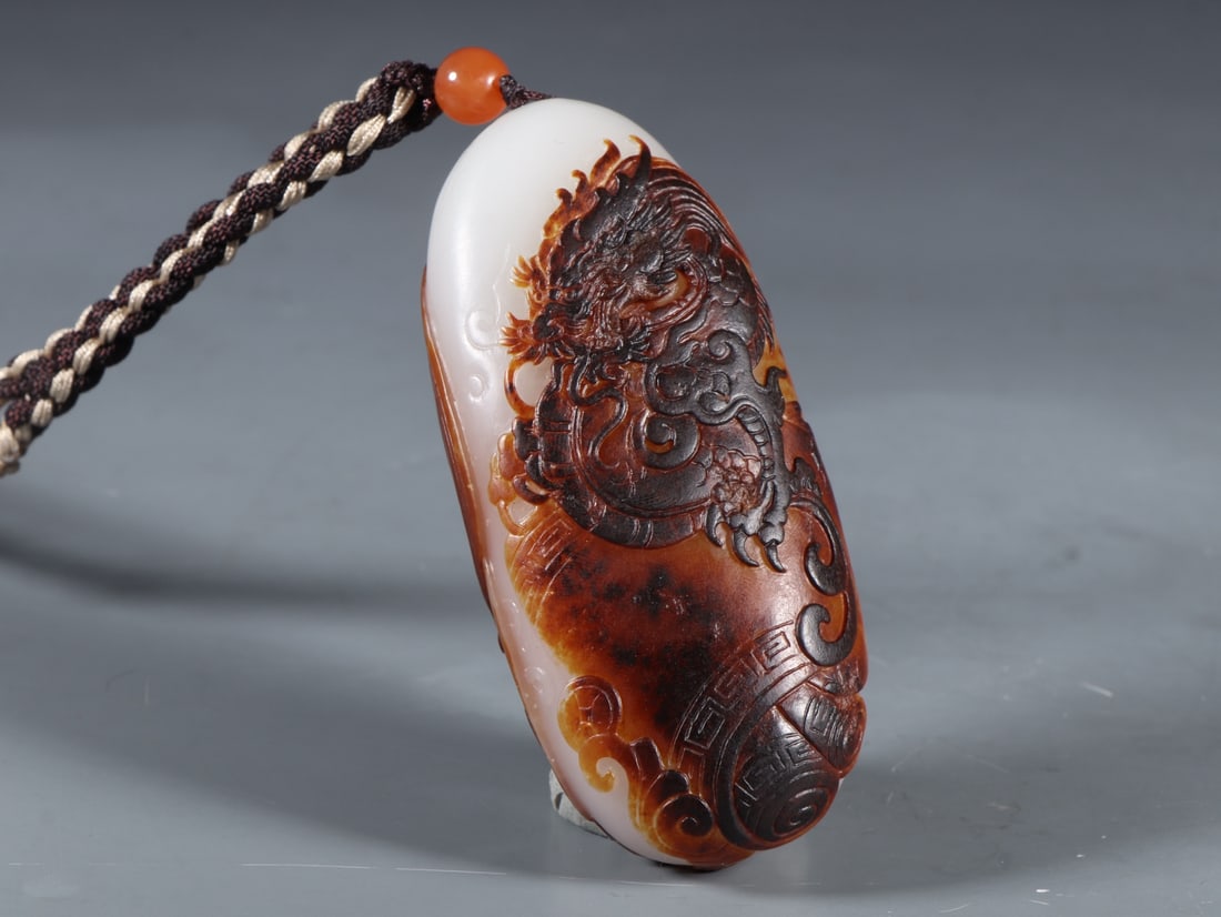 An Exquisite White Jade Dragon and Phoenix Pattern Pendant - 2