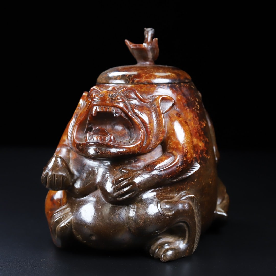 An Exquisite White Jade Bear Pattern Censer - 8