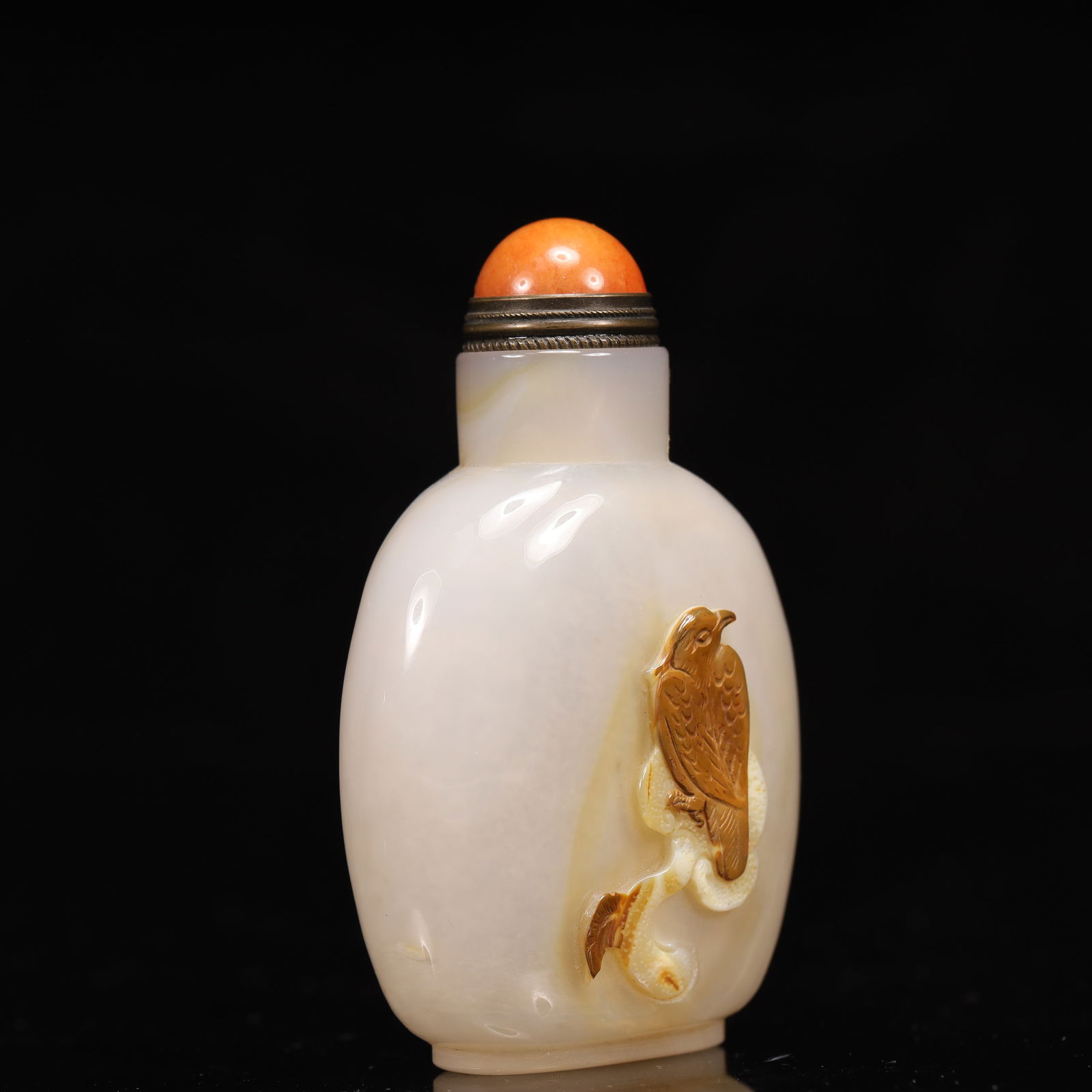 An Exquisite Agate Flower and Bird Pattern Snuff Bottle - 3