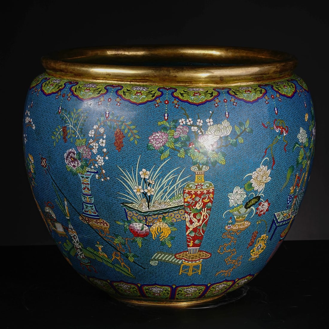 An Exquisite Cloisonne Flower Pattern Eight Treasures Pattern Vat - 8