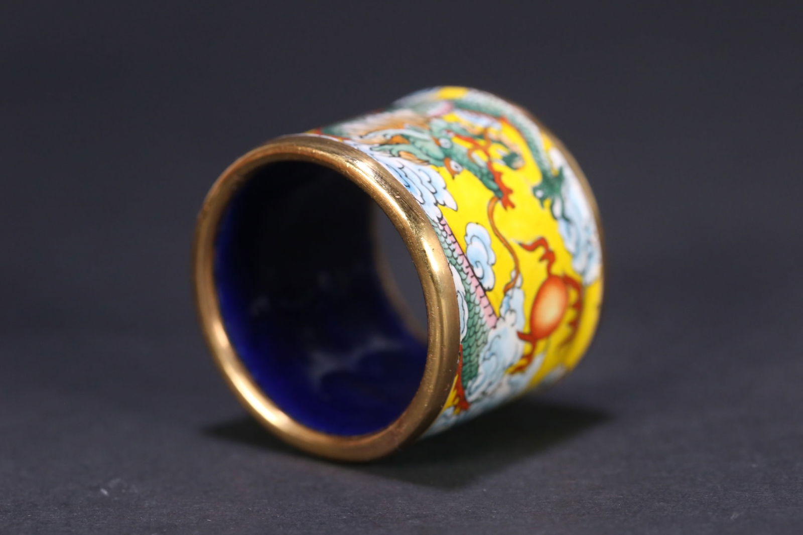 An Exquisite Cloisonne Dragon Pattern Ring - 3