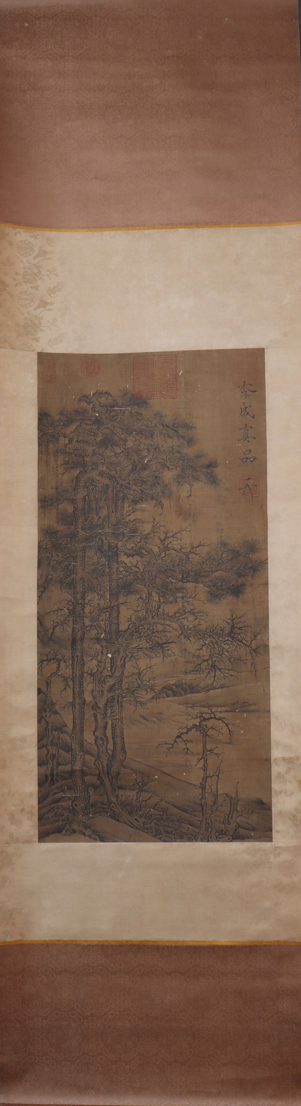 A Chinese Vertical Scroll Ink Painting of Landscape on Paper (1 of 6)