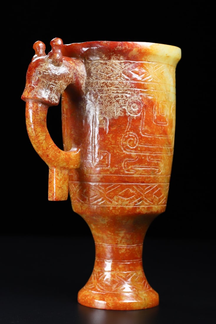 An Exquisite White Jade Cup - 6