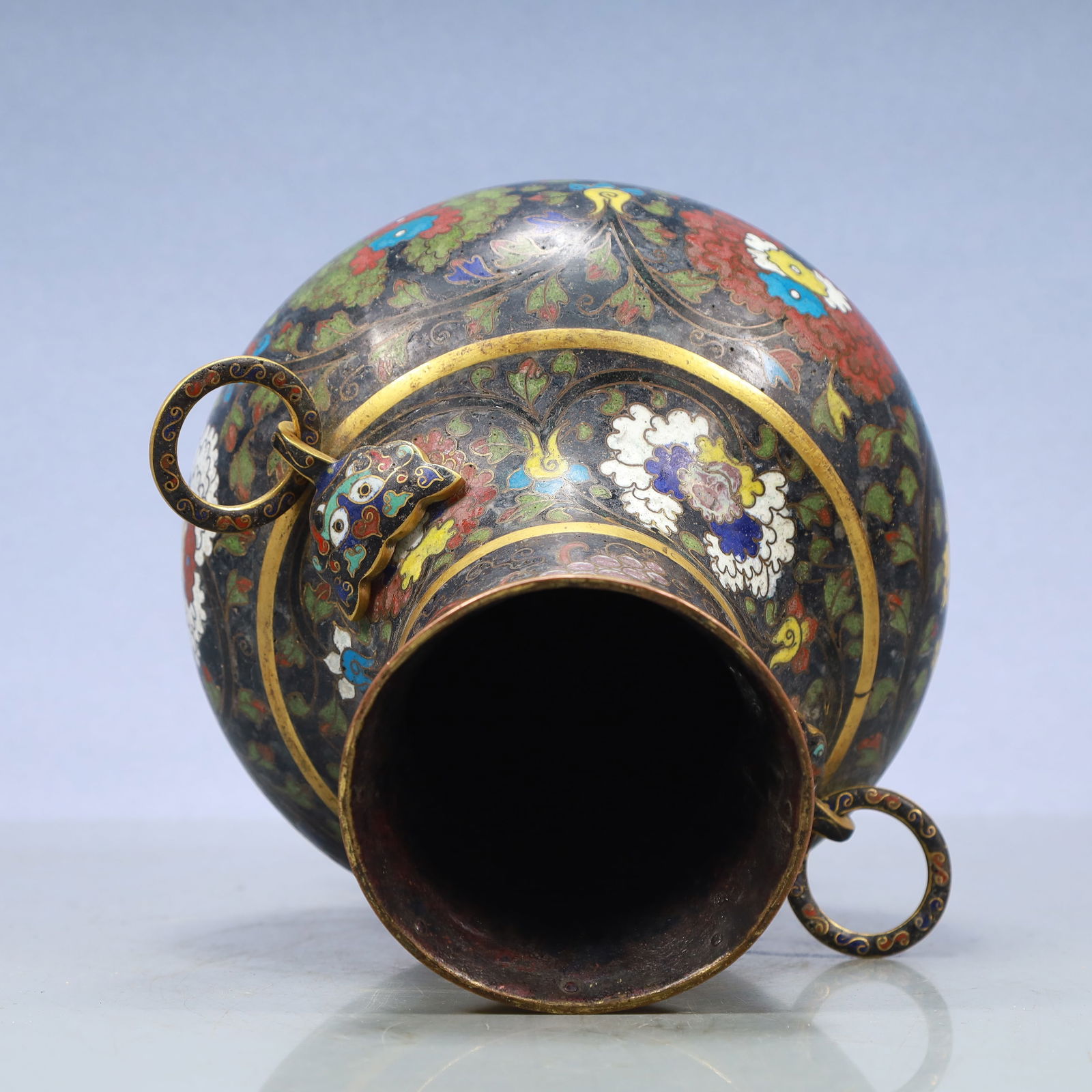 A Exquisite Cloisonne Lotus Pattern Double-Ears Vase - 10