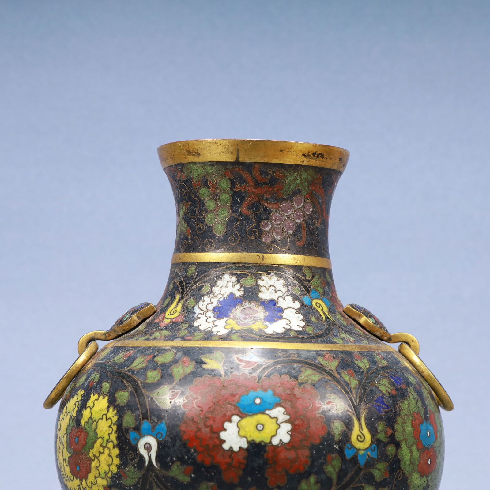 A Exquisite Cloisonne Lotus Pattern Double-Ears Vase - 2