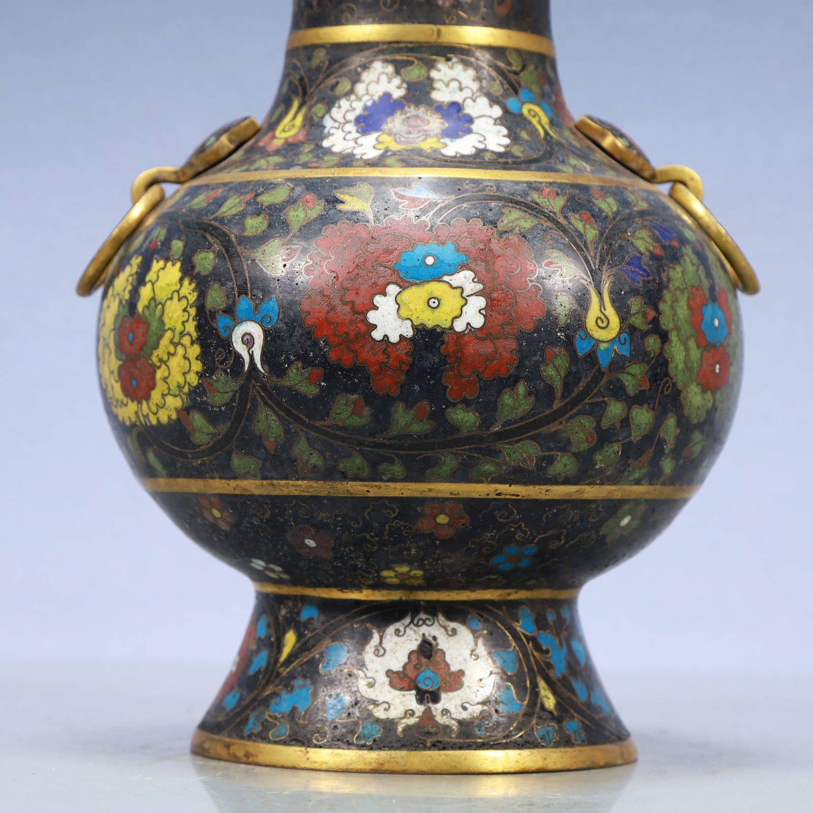 A Exquisite Cloisonne Lotus Pattern Double-Ears Vase - 3