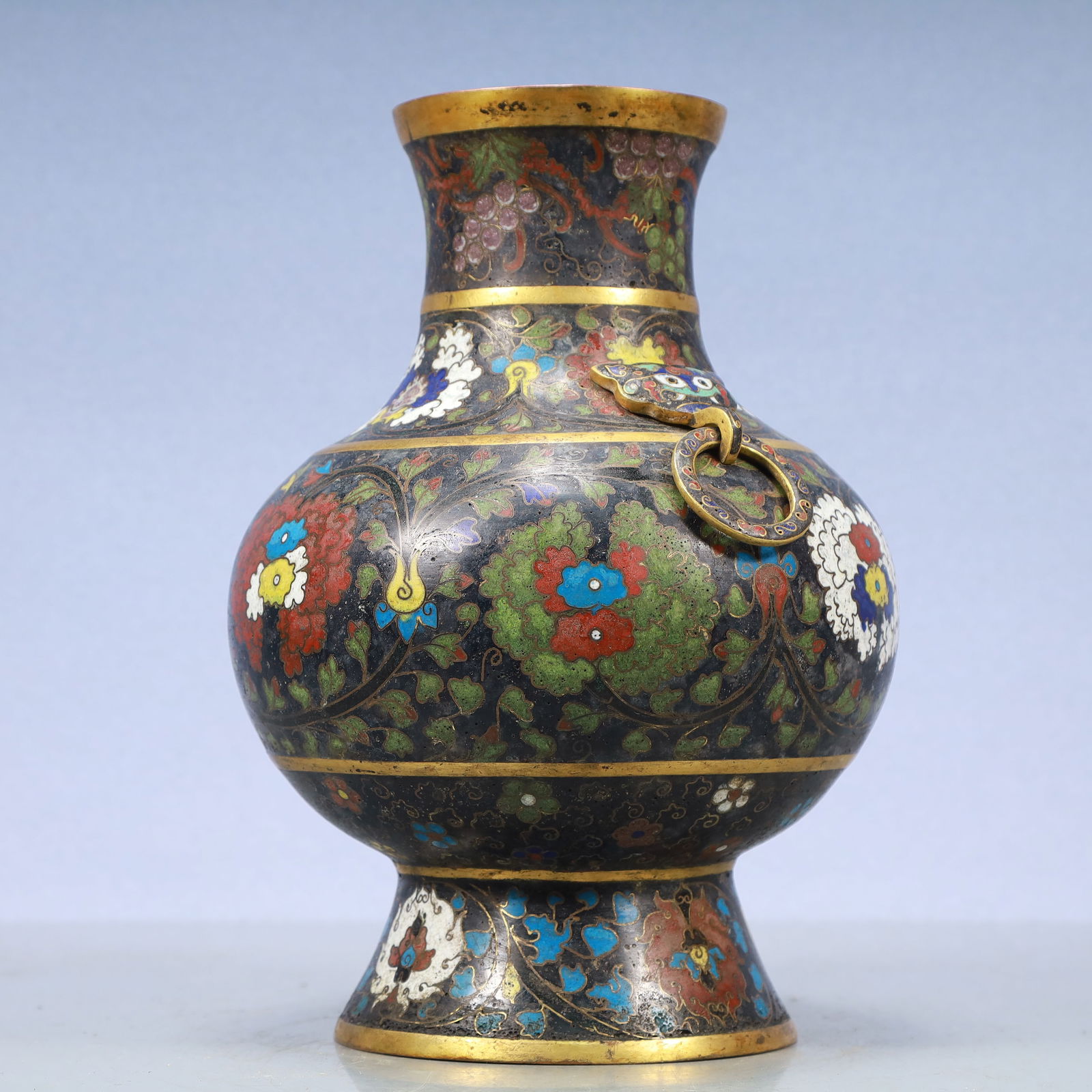 A Exquisite Cloisonne Lotus Pattern Double-Ears Vase - 4