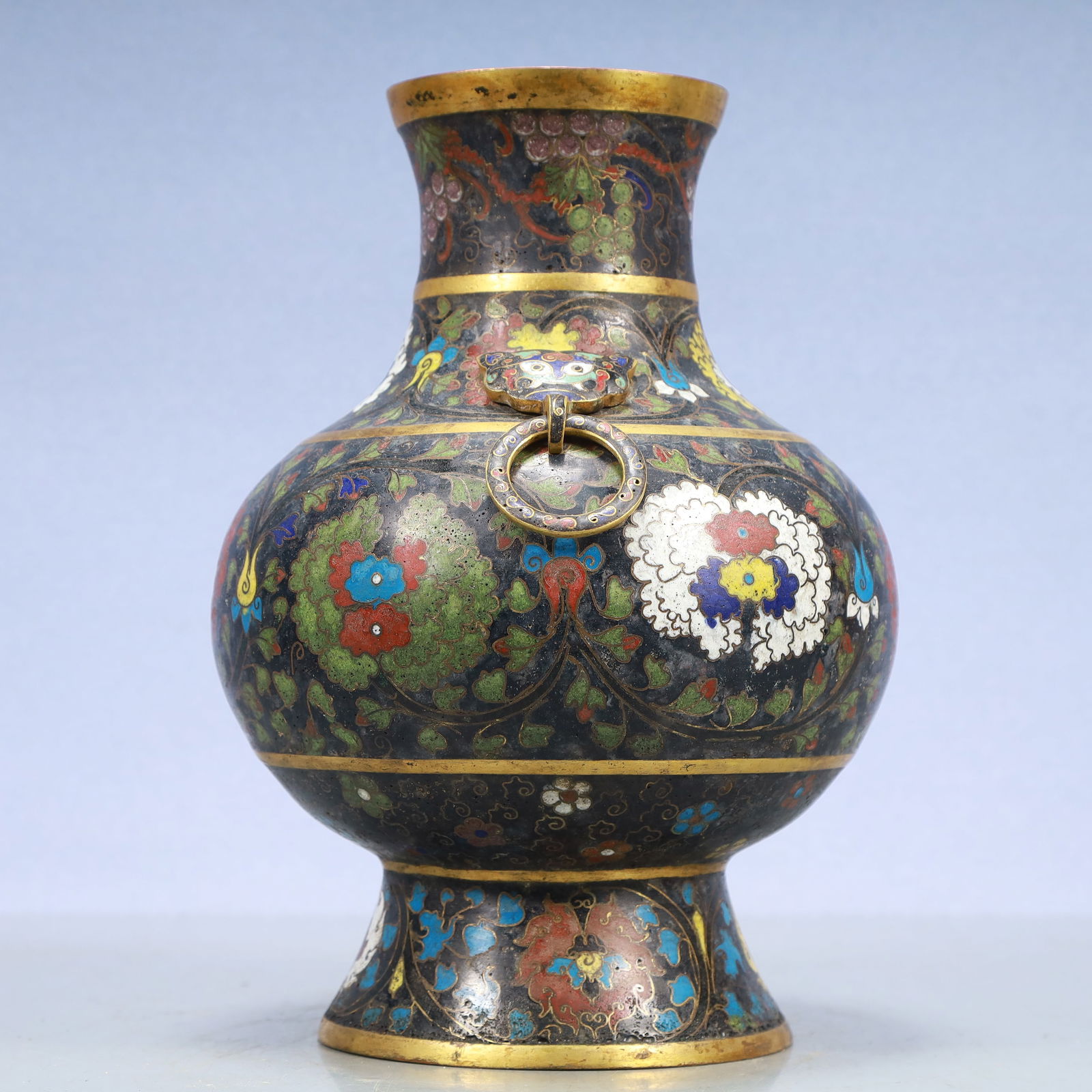 A Exquisite Cloisonne Lotus Pattern Double-Ears Vase - 5