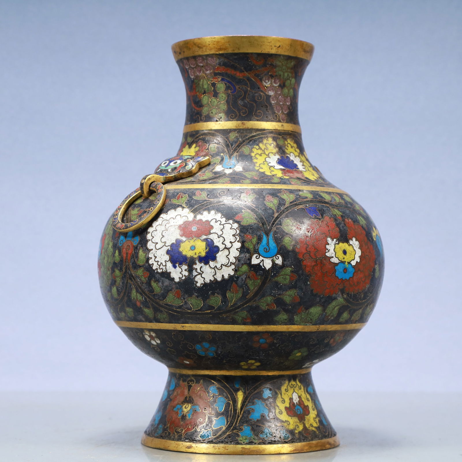 A Exquisite Cloisonne Lotus Pattern Double-Ears Vase - 7