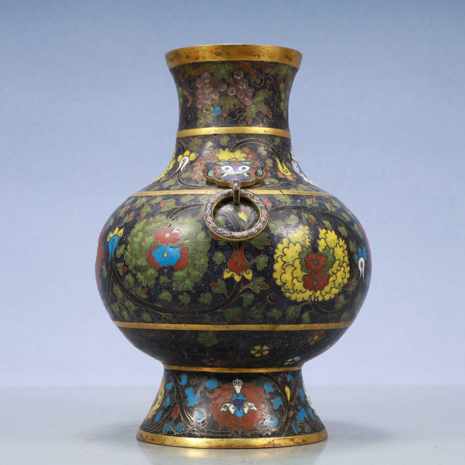 A Exquisite Cloisonne Lotus Pattern Double-Ears Vase - 9