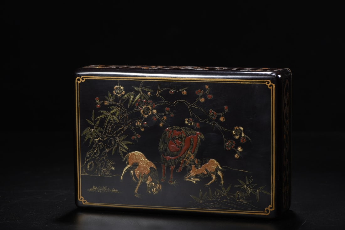An Exquisite Black Lacquer Painted Gold Sheep Pattern Box - 5