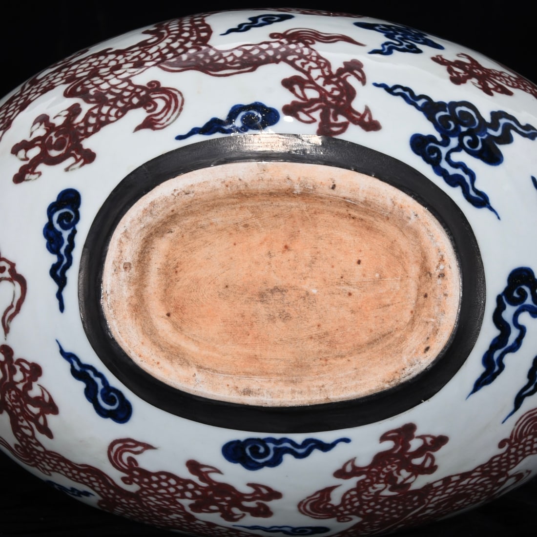 An Exquisite Blue and White Underglaze-Red Dragon Pattern Lotus Pattern Vase - 9