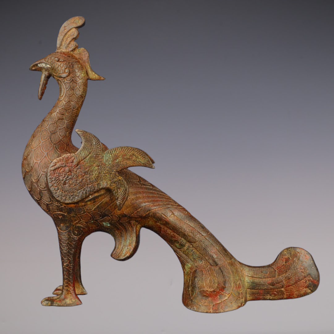 An Exquisite Bronze Phoenix Ornament: An Exquisite Bronze Phoenix Ornament W.Zhou , China Size:42cmx34cm Weight:2600g (The Dimensions Of All Batches Are Manually Measured.If You Need More Detailed Information, Please Contact Our