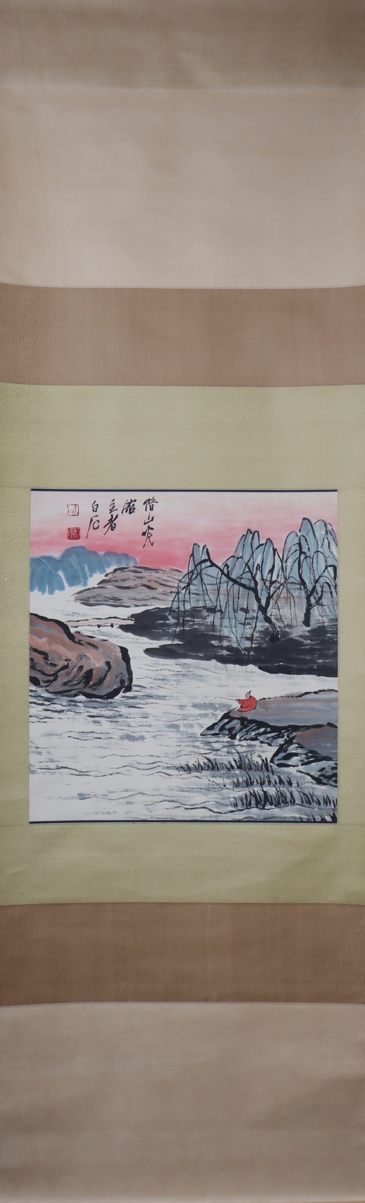 A Chinese Vertical Scroll Ink Painting of Landscape on Paper (1 of 4)