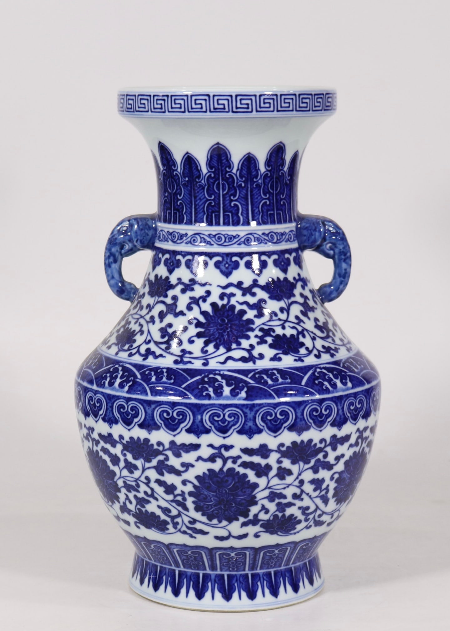 An Exquisite Blue and White Lotus Pattern Seawater Pattern Double-Ears Vase (1 of 9)