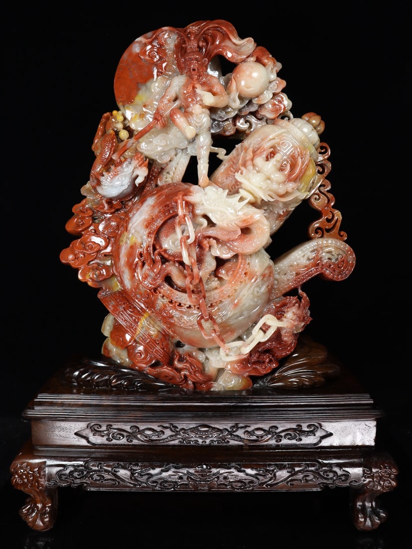 An Exquisite Shoushan Stone Dragon Pattern Ornament - 12