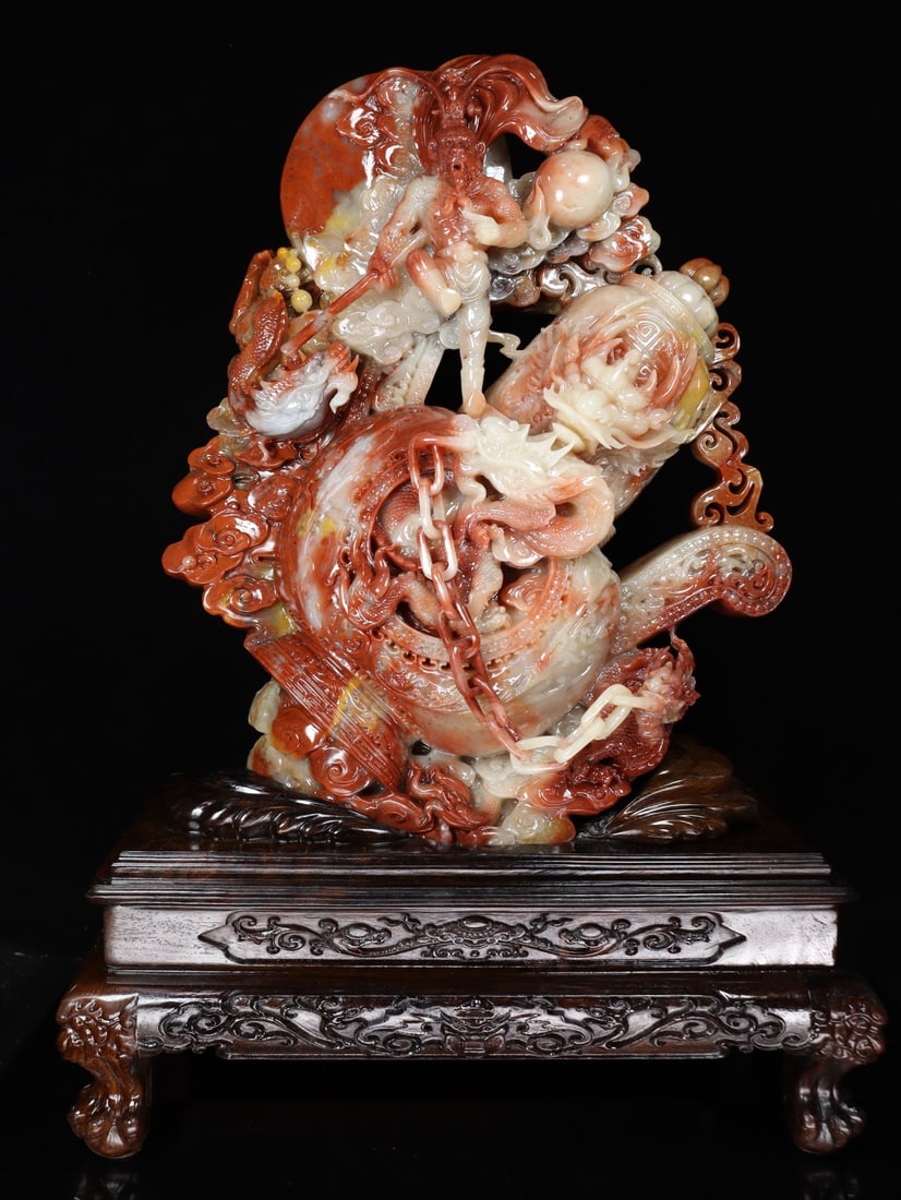 An Exquisite Shoushan Stone Dragon Pattern Ornament (1 of 12)