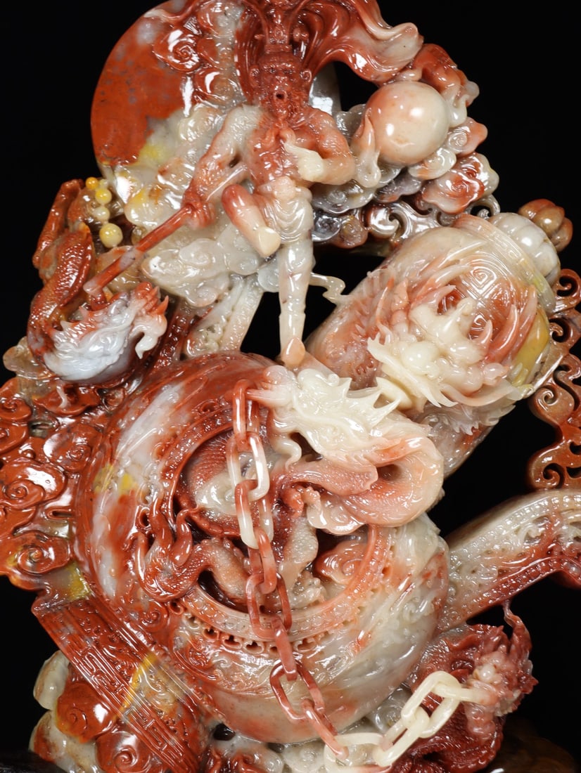 An Exquisite Shoushan Stone Dragon Pattern Ornament - 7