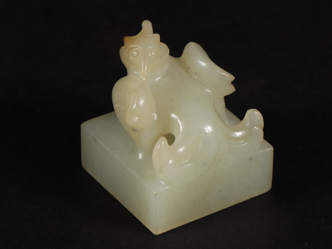 An Exquisite White Jade Phoenix Seal - 2