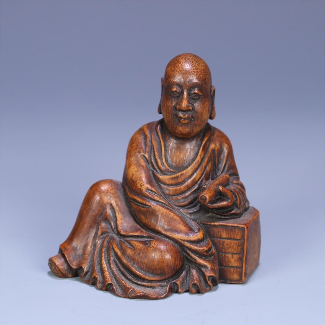 A beautiful old bamboo root carved Arhat ornament (1 of 9)