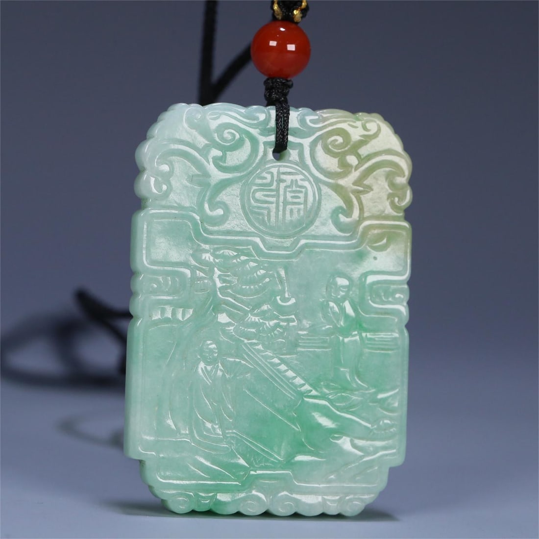 A beautiful old jade character story poetry plaque (1 of 9)