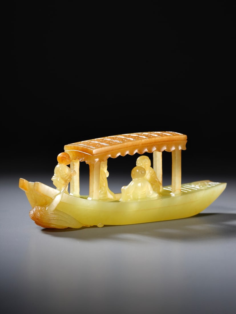 A beautiful Hetian topaz boat - 7