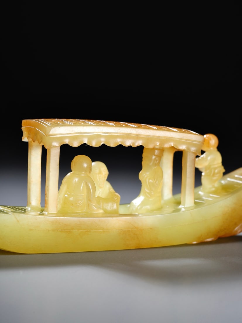 A beautiful Hetian topaz boat - 8