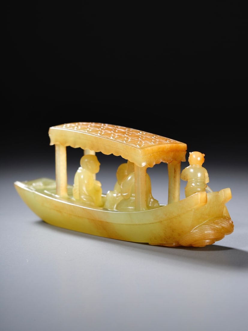A beautiful Hetian topaz boat - 9