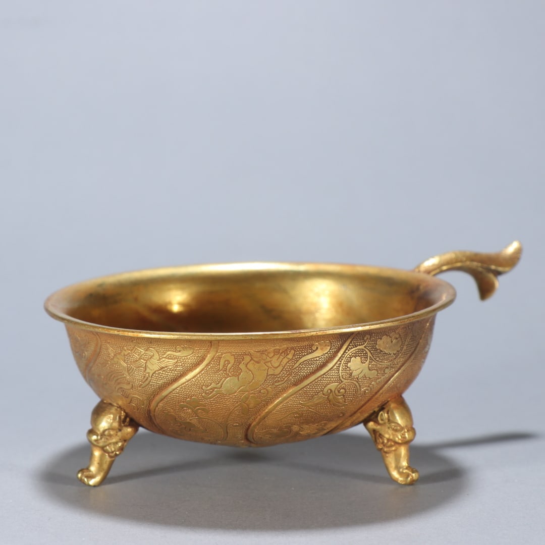 A fine copper-gilt tripod - 6