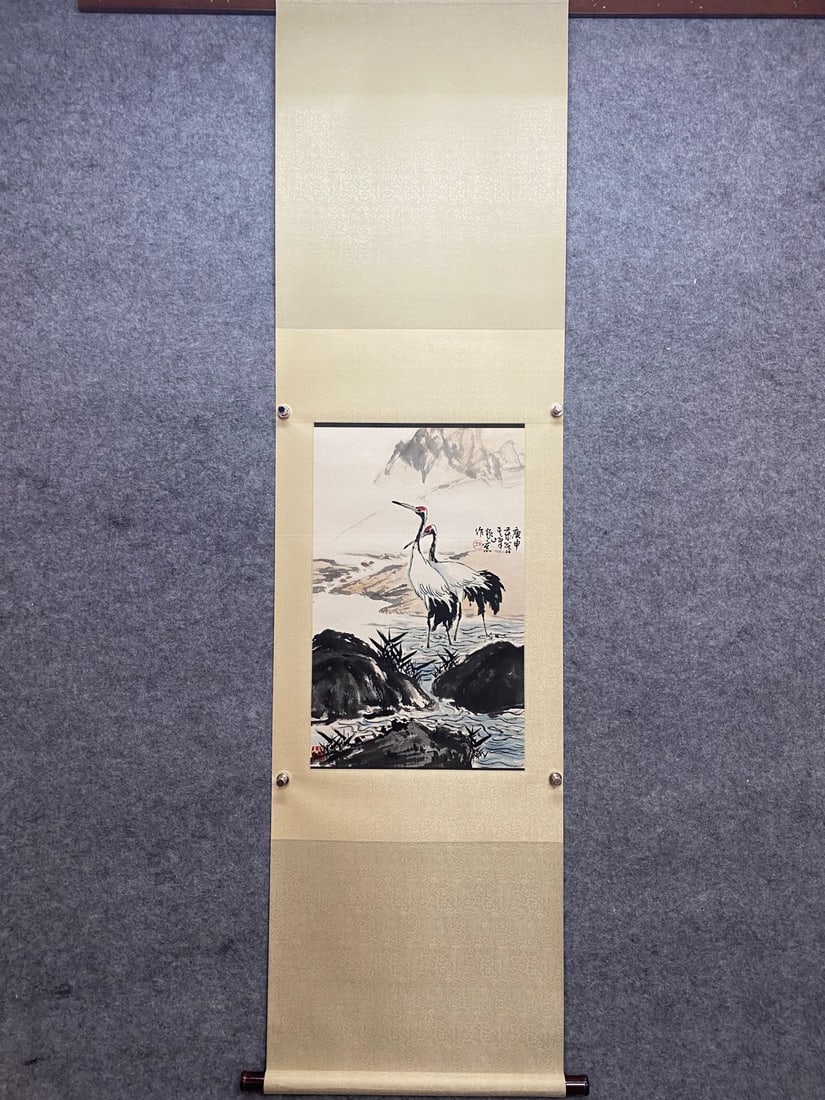 A picture of Sun Qifeng's white crane: Sun Qifeng's white crane picture FlowercoreSize:68×42cm (The Dimensions Of All Batches Are Manually Measured.If You Need More Detailed Information, Please Contact Our Customer Service Before Bidding.