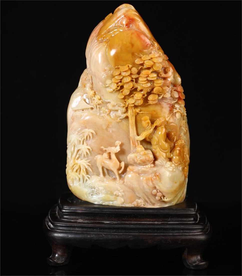 A beautiful Shoushan Shitian yellow: Exquisite Shoushan Shitian Huang Size:W:2548gH:20cmW:12.5cm (The Dimensions Of All Batches Are Manually Measured.If You Need More Detailed Information, Please Contact Our Customer