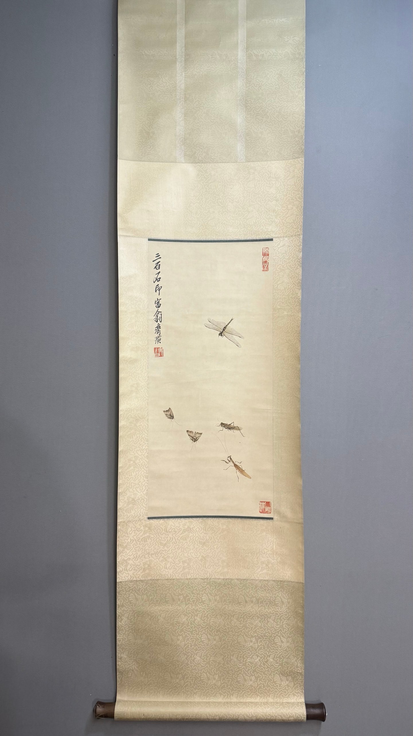 A picture of Qi Baishi's grass insects: Qi Baishi's grass insect diagram Size:64x30cm (The Dimensions Of All Batches Are Manually Measured.If You Need More Detailed Information, Please Contact Our Customer Service Before